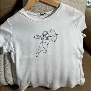 White Angel Print Crop Top